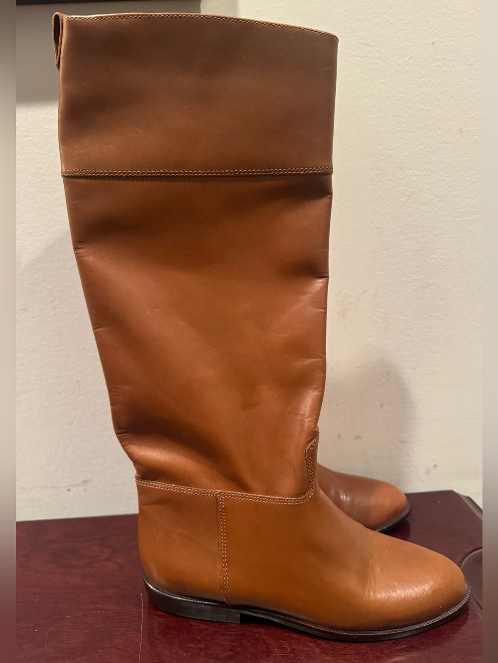 Women’s Calico Camel Brown Tall Leather Riding Boots - Size 6M